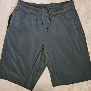 Men’s Athletic Shorts Gray with Green Tone | Drawstring Waist | Zipper Back Pock